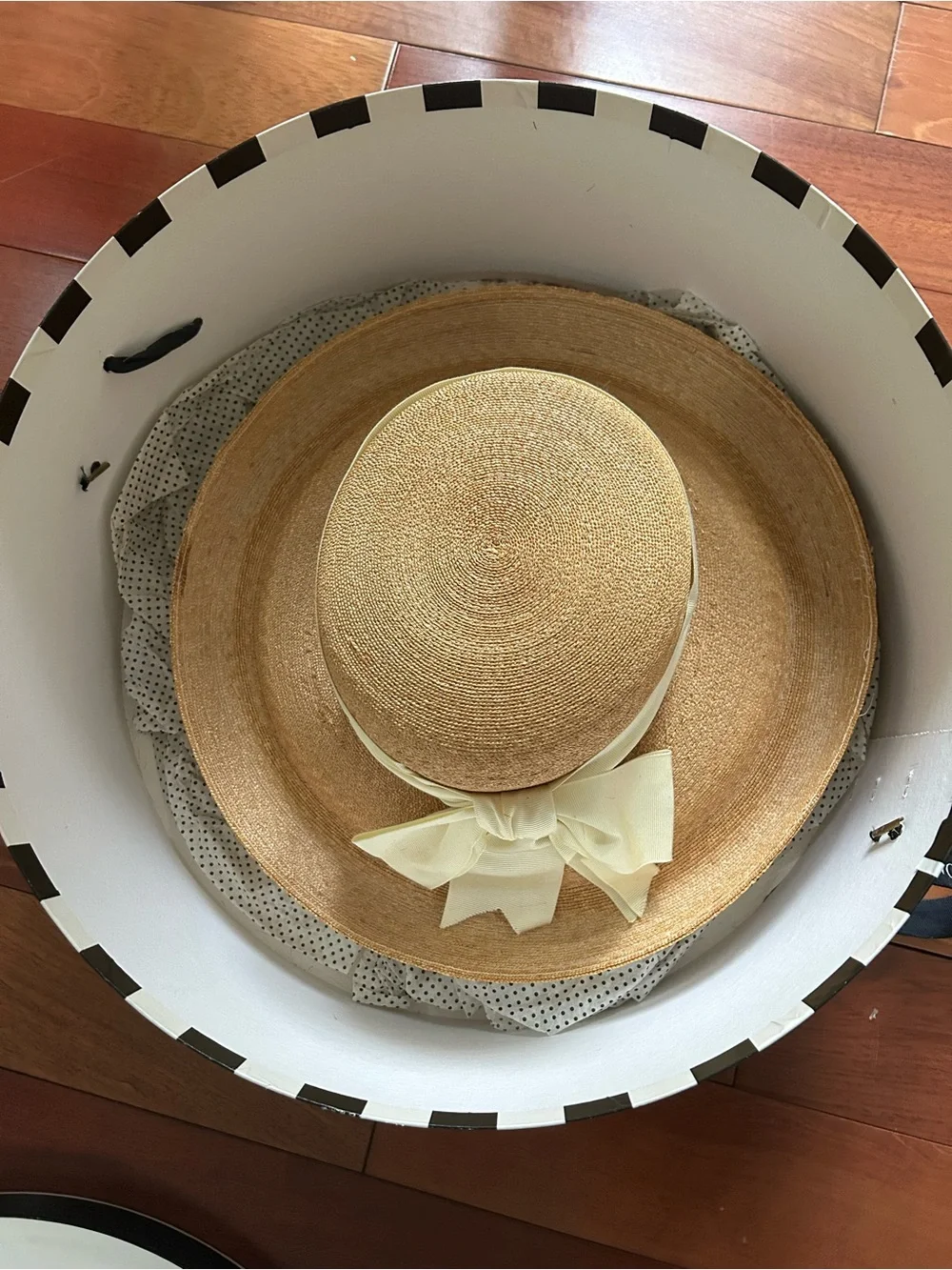 Peter Beaton Nantucket Leghorn Straw Hat + Box & Ribbons